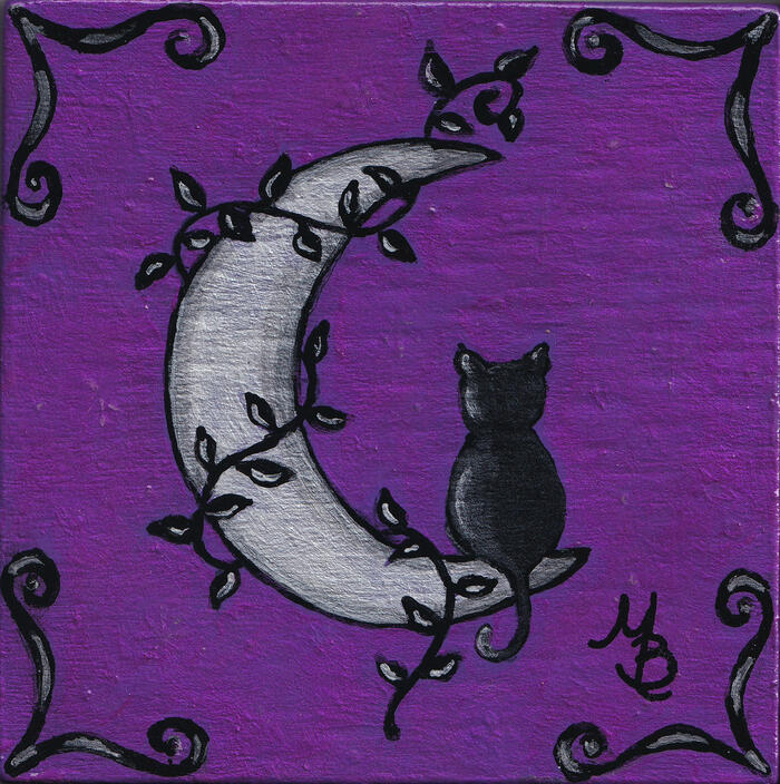 Black Cat on a Moon