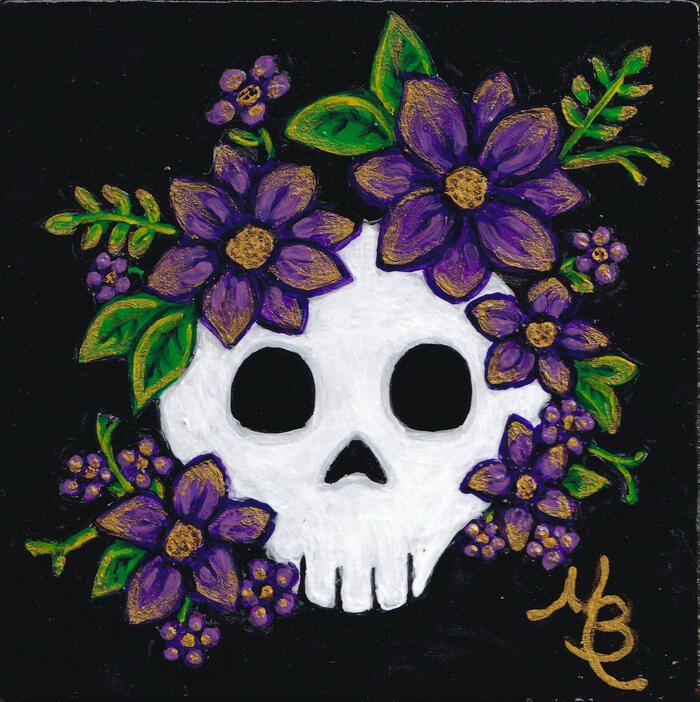 Purple Floral Skull